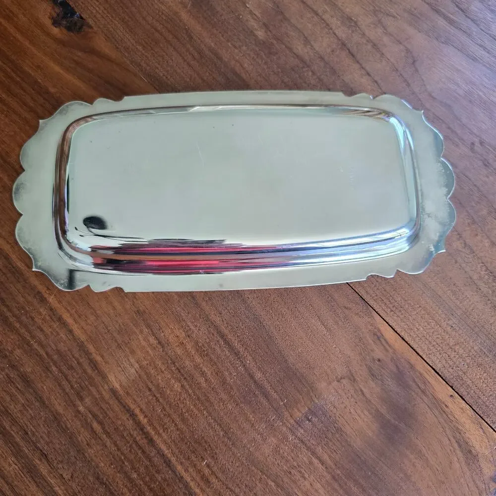 Vintage WM Rogers MFG Co Silver Plate Serving Tray Trinket Make Up Traditional